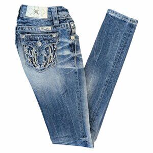 Miss Me 24 Standard Skinny Long Tall Jeans Embellished Wing Style# ME8846SX